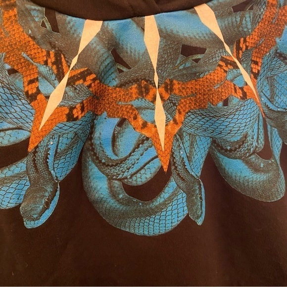 MARCELO BURLON County of Milan Blue Snake Graphic Black Hoodie Sweatshirt-Large - Picture 3 of 8